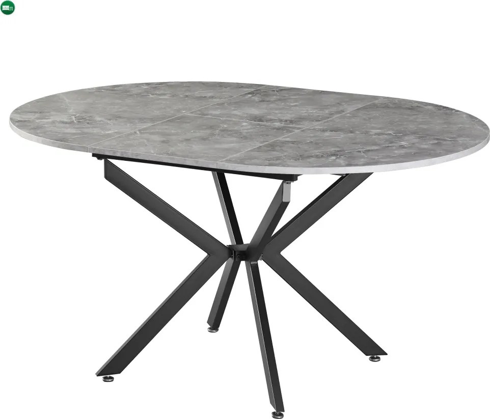 Kihúzható étkezőasztal, beton/fekete, 120x120-160x75 cm, ABERO TYP 2