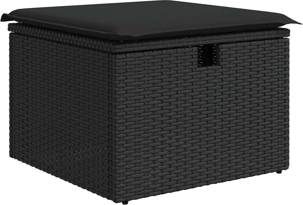 vidaXL Kanapé Szett párnával tárolóval Fekete polirattan