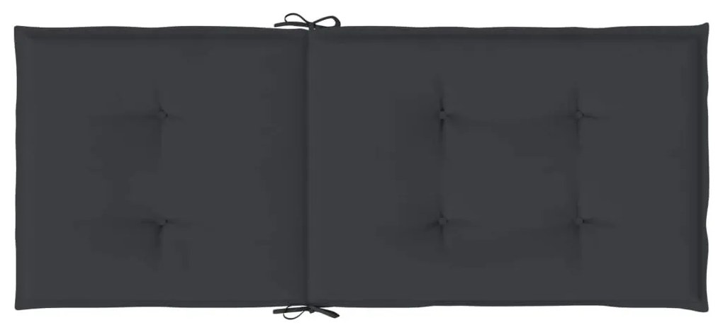 6 db fekete szövet kerti magas háttámlájú székpárna 120x50x3 cm