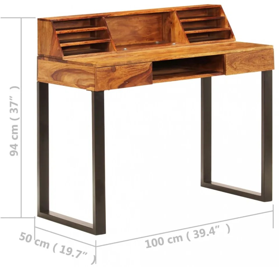 tömör kelet-indiai rózsafa és acél asztal 110 x 50 x 94 cm