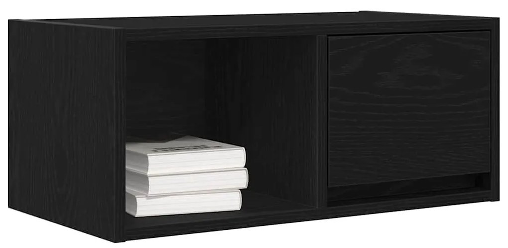 2 db fekete tölgy színű szerelt fa TV-szekrény 60x31x25,5 cm