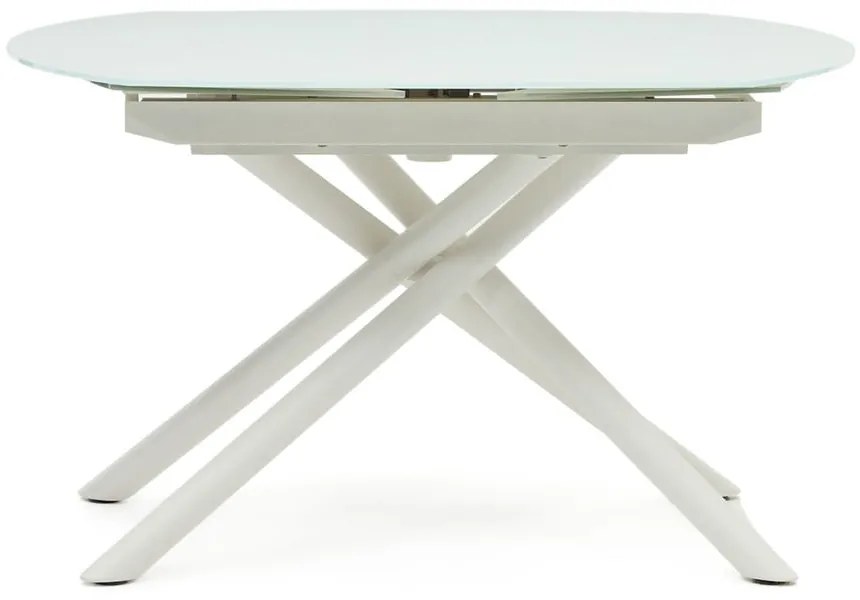 Fehér bővíthető étkezőasztal üveg asztallappal 100x130 cm Yodalia – Kave Home