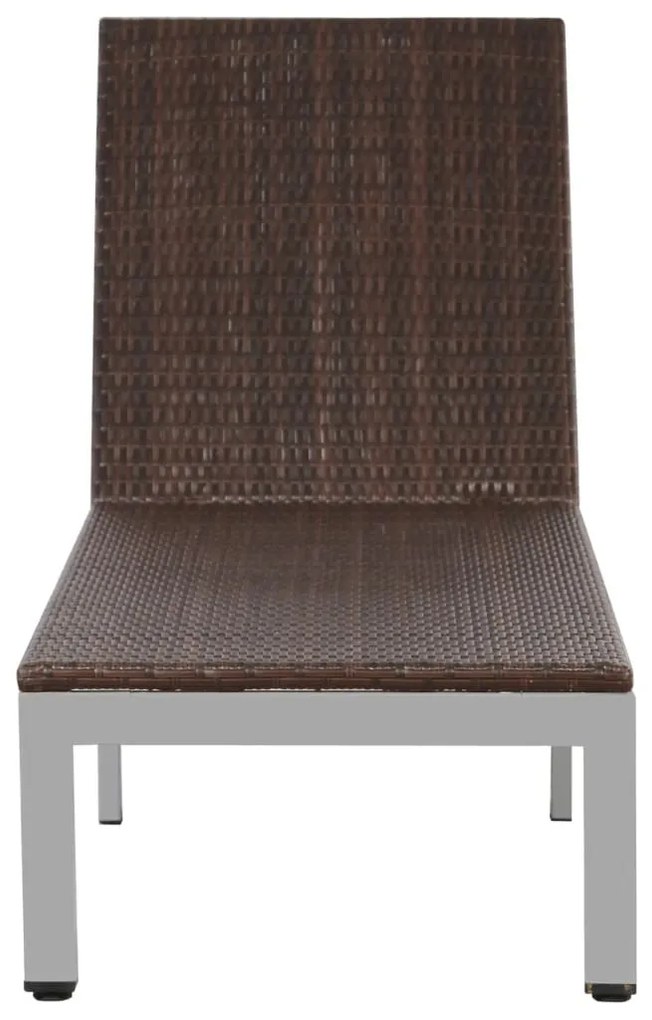 Barna polyrattan napozóágy kerekekkel