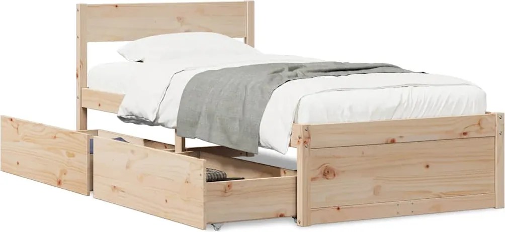 vidaXL tömör fenyőfa ágykeret matrac nélkül 90 x 190 cm