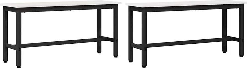 vidaXL Étkező pad 2 pcs Fehér 100 x 32,5 x 49 cm Tömör fenyőfa