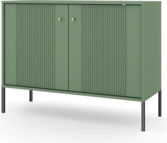 Komód 2 ajtós smoke green színben fekete elemekkel arany fogantyúkkal – ISEO IS02