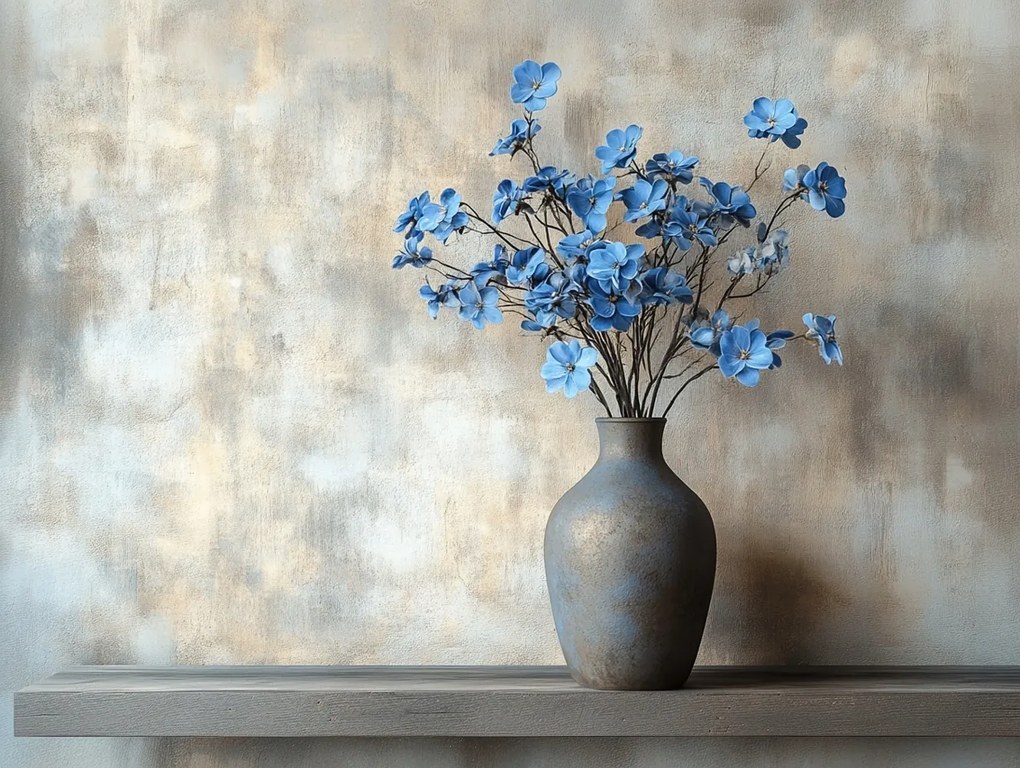 Vászonkép Canvas Dekoráció Váza Kerámia Kék Virágok 100x75