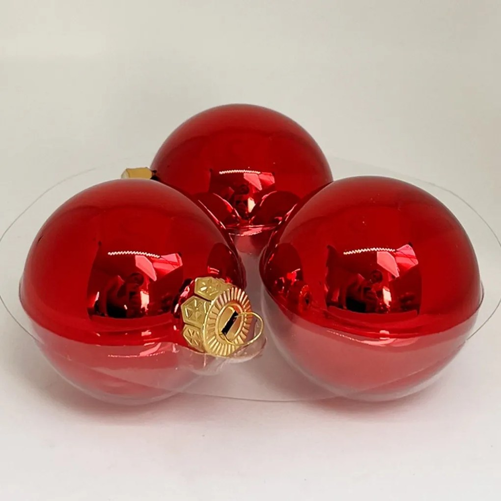 Red Shiny üveg karácsonyi gömb szett fényes piros 12*6cm