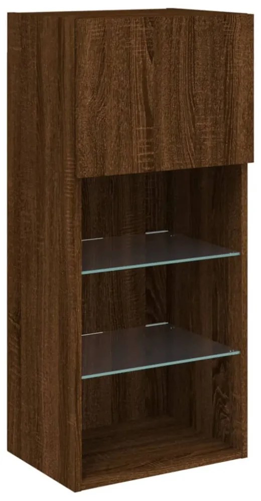 barna tölgyszínű TV-szekrény LED-lámpákkal 40,5x30x90 cm