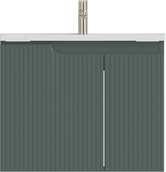 Piramida EURIDIKA fali fürdőszobabútor - műmárvány mosdóval -2 ajtós - PINO ZÖLD - 65 x 48 x 53 cm
