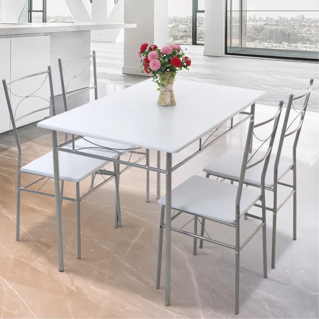 PAUL étkezőgarnitúra, 5 részes, bársony fehér Jurhan