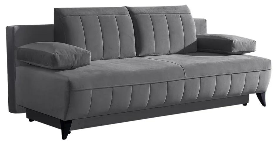 2 személyes ágyneműtartós kanapé, ágyazható, szürke - GRACE