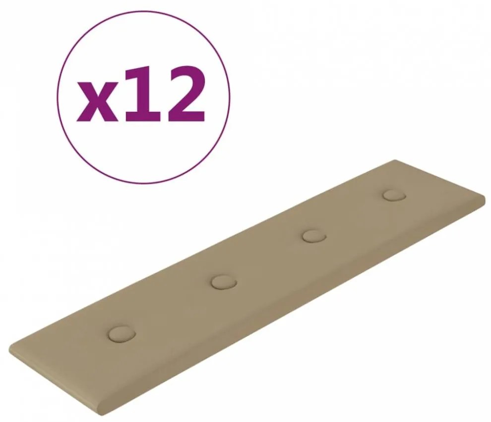 12 db cappuccino színű műbőr fali panel 60 x 15 cm 1,08 m²