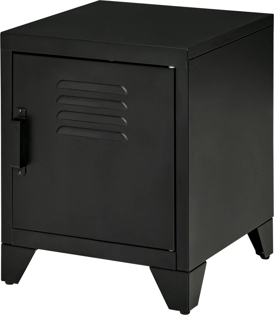 HOMCOM Éjjeliszekrény, Állítható Polccal, Ajtóval, Hálószobai Asztal, Nappaliba, Fém, Fekete, 50 x 40 x 47,5 cm | Aosom