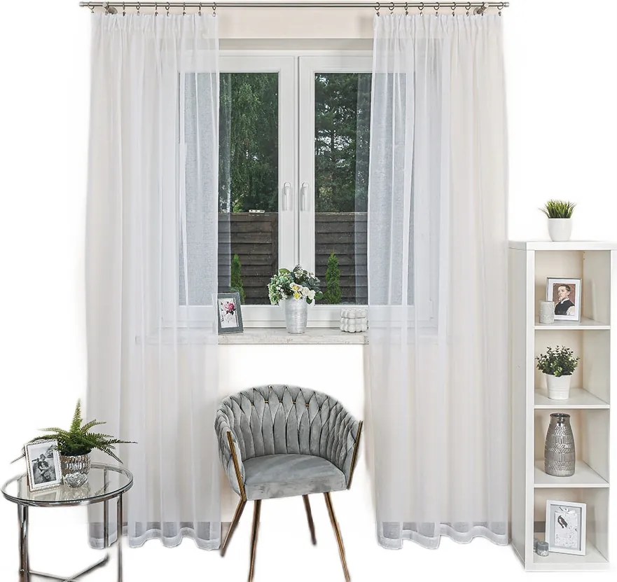 Fehér jacquard függöny kész függöny kész függöny 140x250 szalagon