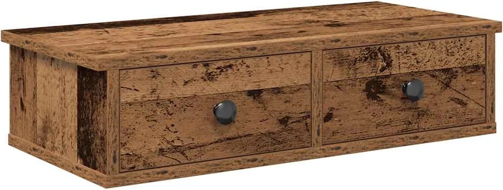 vidaXL Falipolc fiókokkal régi fa 60x28x15 cm műszaki fa