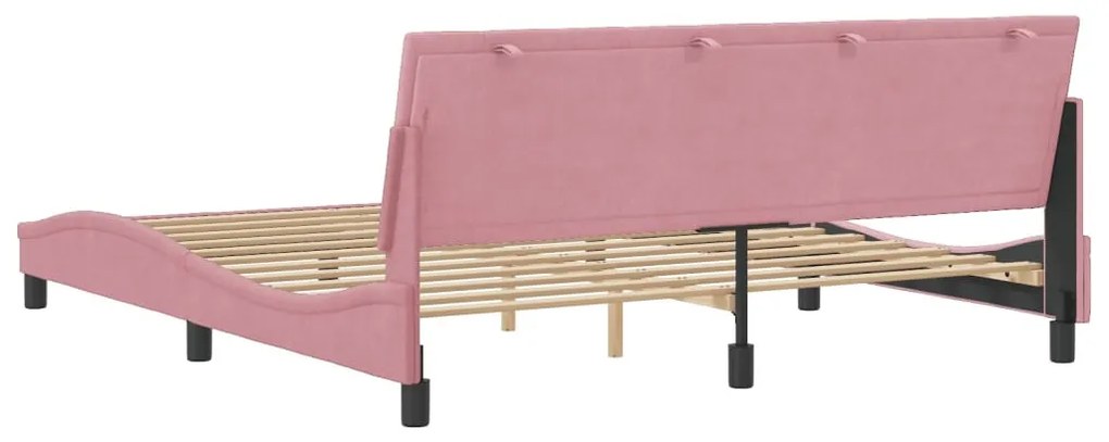 rózsaszín bársony ágykeret matrac nélkül Hanko 180 x 200 cm
