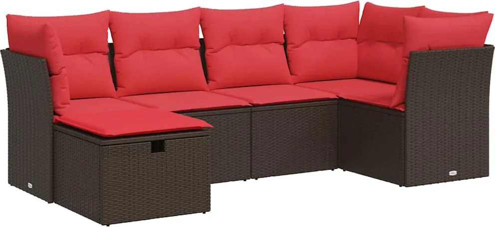 vidaXL 6 részes barna polyrattan kerti ülőgarnitúra párnával
