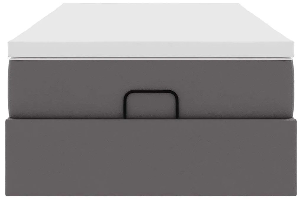 Ottomán ágykeret matraccal Szürke 90x200cm műbőrrel