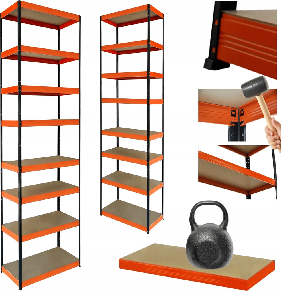 Tárolószekrény fém állvány Helios 270x40x40cm 8Px175kg Magas