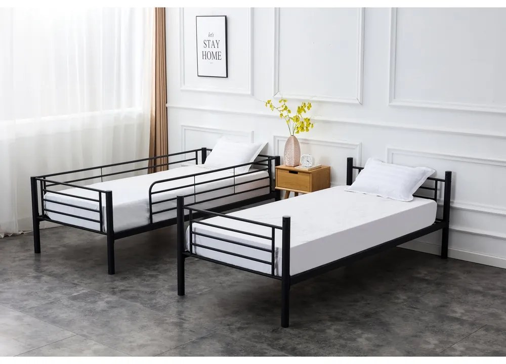 Bunky ágy 90 x 200 cm, emeletes, fekete