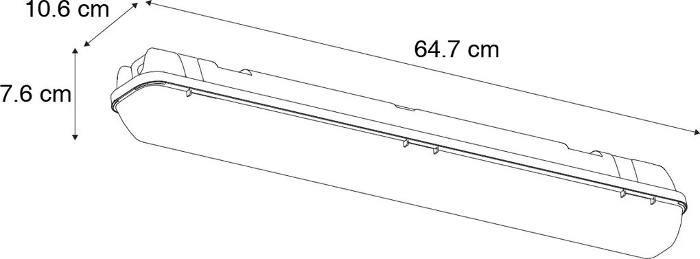 TL szerelvény szürke LED-del 15W 2250 lm 4000K IP65 - Base