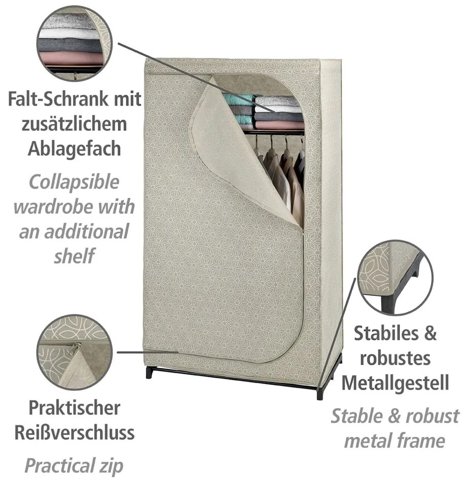 Bézs textil ruhásszekrény 90x160 cm Balance – Wenko