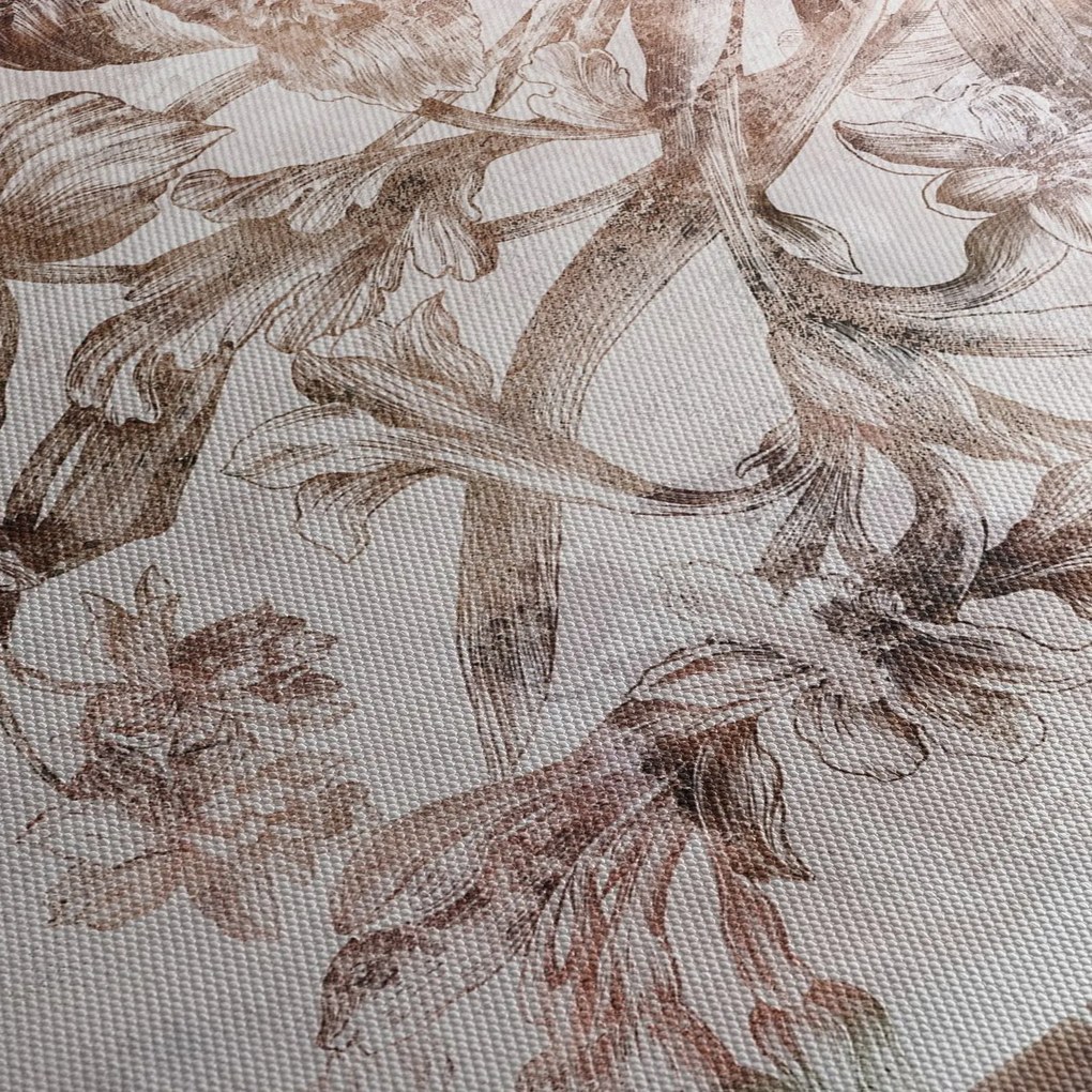 Kép - Virágos freskó téglafalon (150x105 cm)