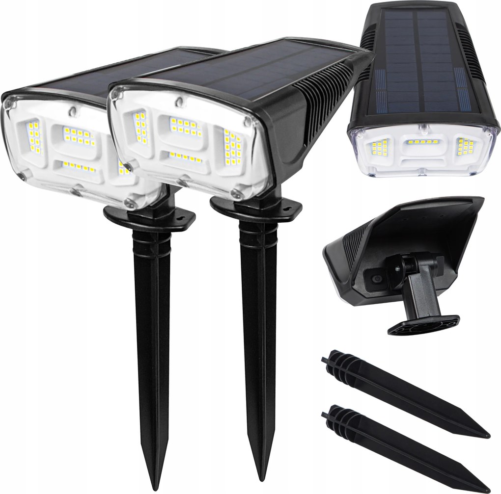 2x Led-es Napelemes Lámpa Beszúrható Kerti Szürkület Érzékelő Kerti Reflektor