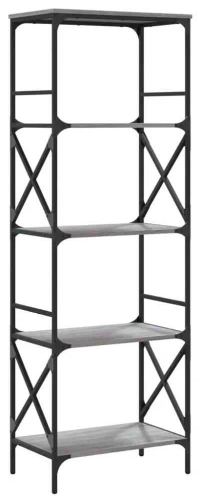 5 szintes szürke sonoma szerelt fa könyvespolc 59 x 35 x 171 cm