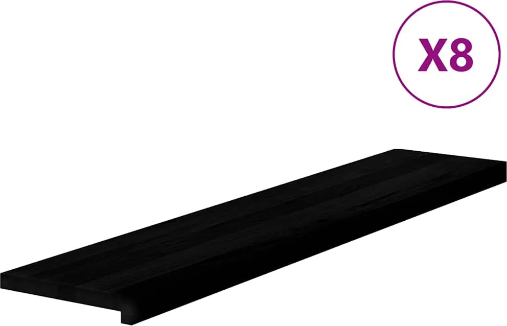 vidaXL lépcsőfokok 8 db Sötétbarna 120x25x2 cm tömör fa tölgyfa
