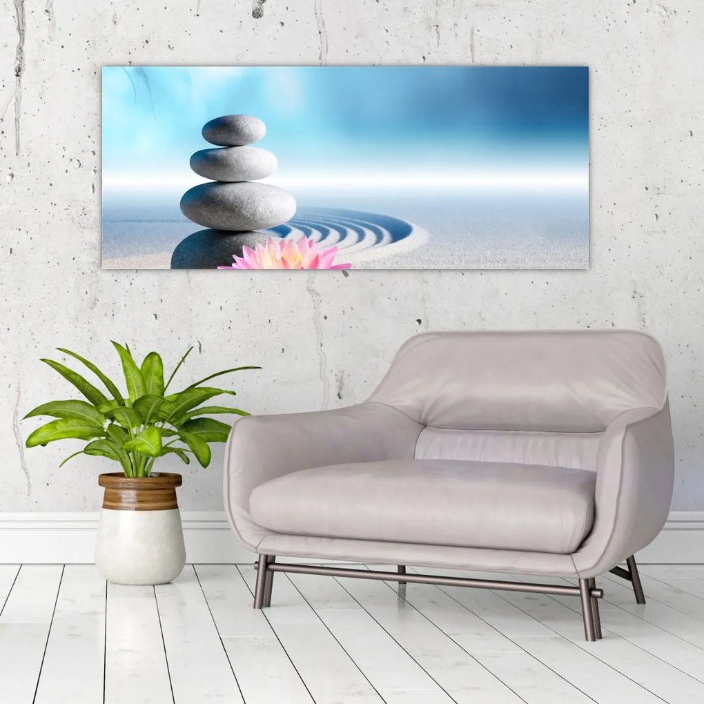 Homok, liliom és spa kövek képe (120x50 cm)