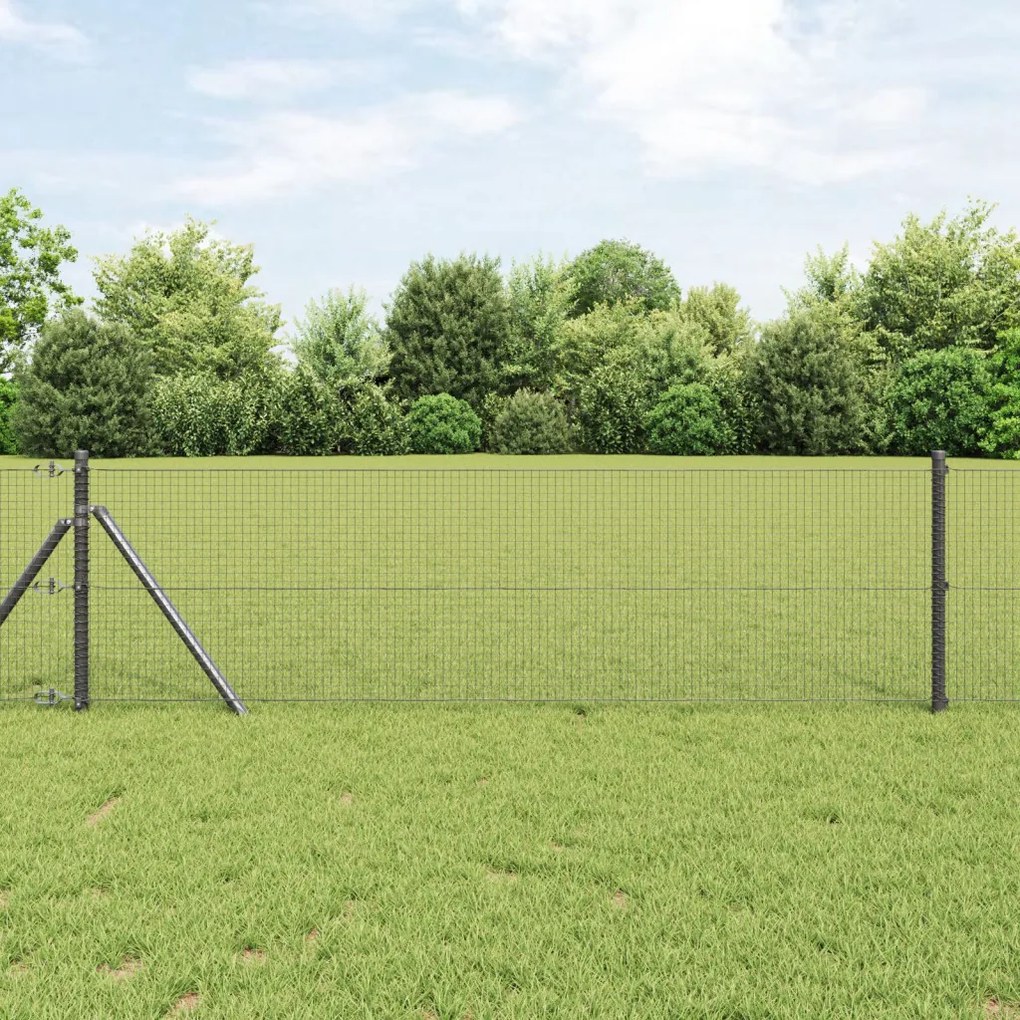 Hegesztett Drótháló Kerítés 13 Oszloppal Szürke 0.4x50 m Acél