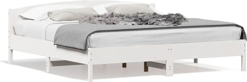 vidaXL fehér tömör fenyőfa ágy matrac nélkül 200 x 200 cm