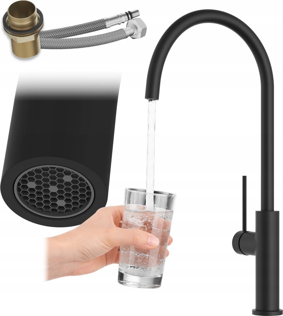 Konyhai csaptelep Csaptelep Fekete Forgatható Kifolyócső Álló Prestige Slim Premium