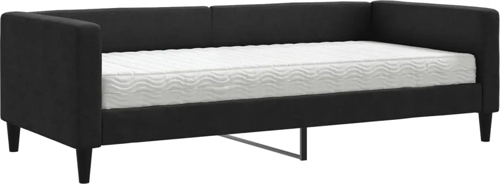 vidaXL fekete szövet kanapéágy matraccal 90 x 190 cm