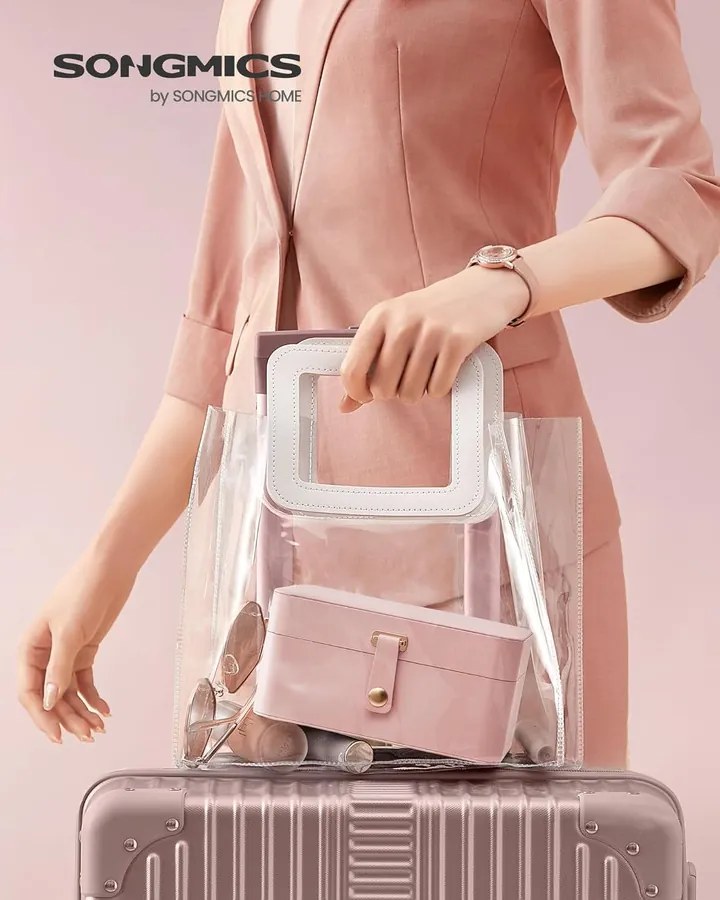 Ékszerdoboz, 2 szintes tároló, 11 x 16 x 8 cm, rózsaszín