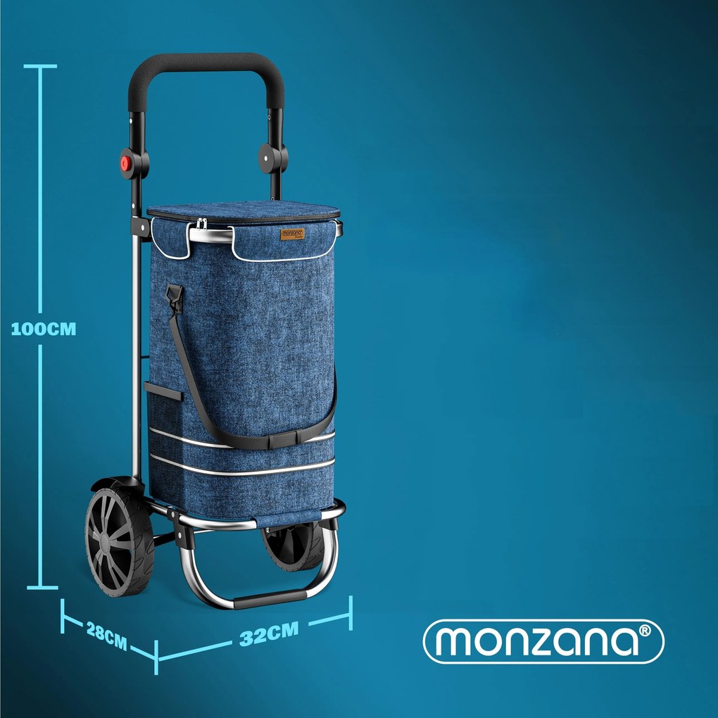 Monzana EASY bevásárlótáska kerekekkel, 50l, kék