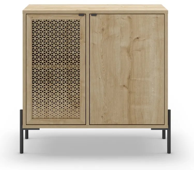 Natúr színű alacsony komód tölgyfa dekorral 80x80 cm Inca – Marckeric