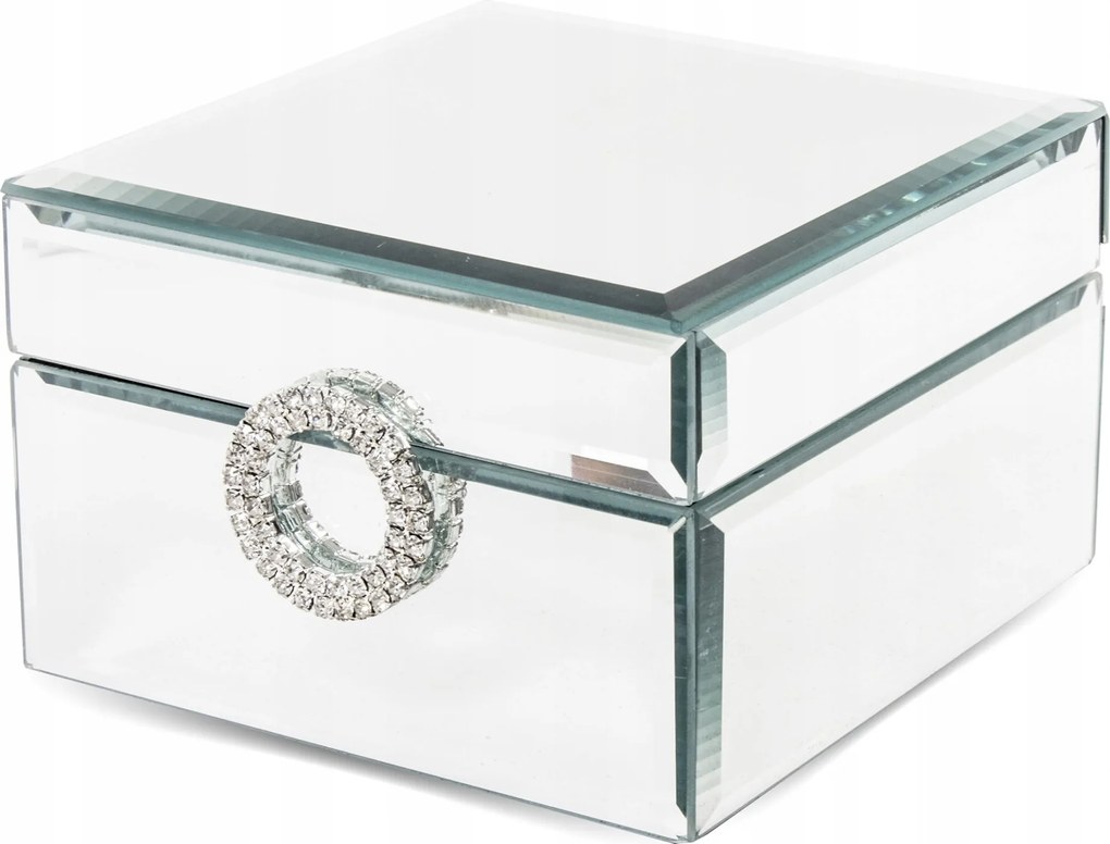 Üveg Ékszerdoboz Üvegkazetta Csillogó Ezüst Strasszok