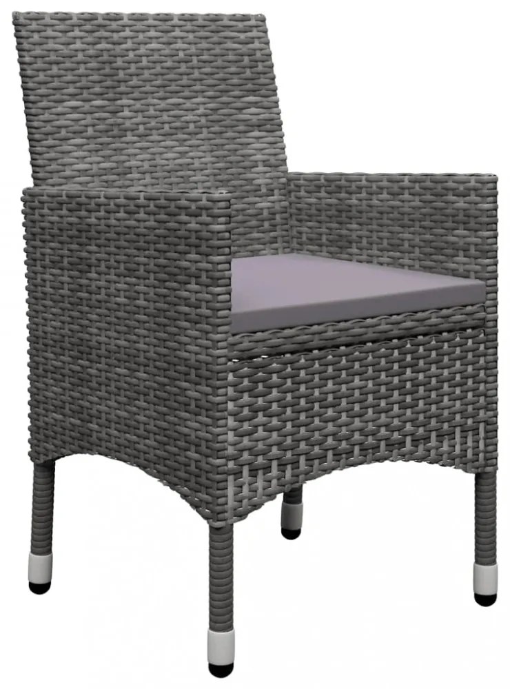 9 részes szürke polyrattan és üveg kerti étkezőgarnitúra