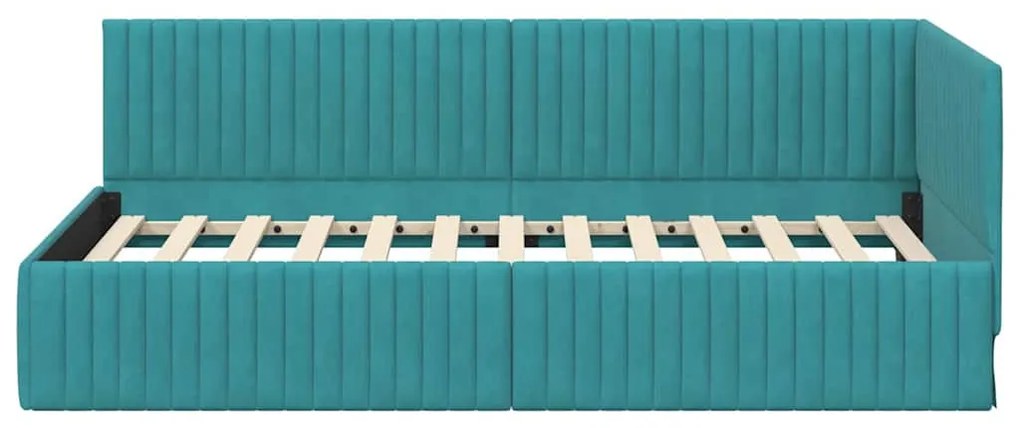 Sarokágy keret fejtámlával Türkiz 100 x 200 cm Bársony