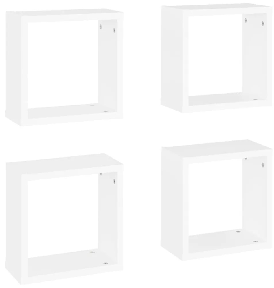 4 db fehér fali kockapolc 30 x 15 x 30 cm