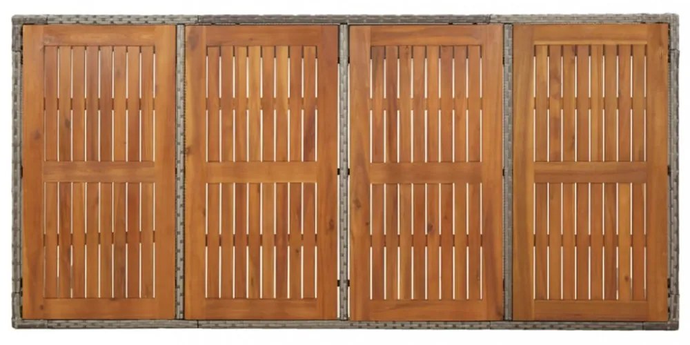 szürke polyrattan falapos kerti asztal 190 x 90 x 75 cm