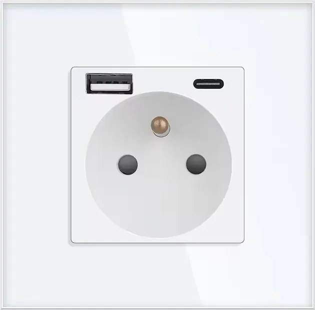 Kontakt Aljzat Tűvel Fali Üveg FI60 Szimpla Usb A+c Fehér