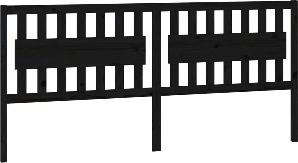 vidaXL fekete tömör fenyőfa ágyfejtámla 205,5 x 4 x 100 cm