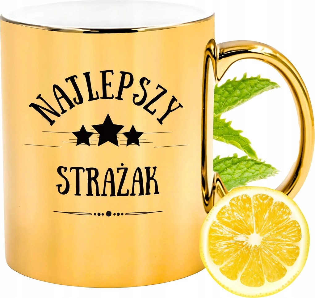 Prémium Arany Csillogó Bögre Tűzoltó Ajándék Nyomtatott Fotóval