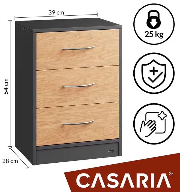 Casaria® 2 darabos Eloise éjjeliszekrény szett 54x39x28 cm - fa/szürke
