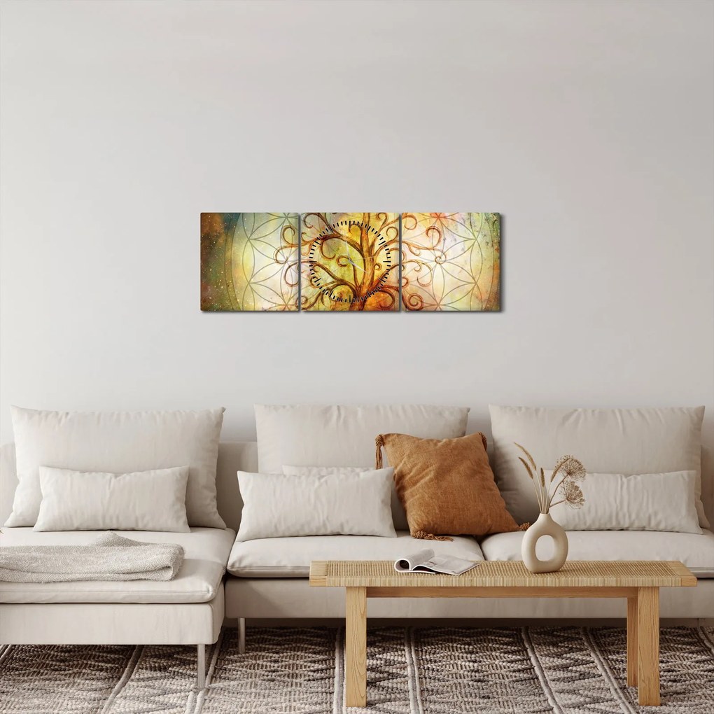 Absztrakt kép fáról (órával) (90x30 cm)