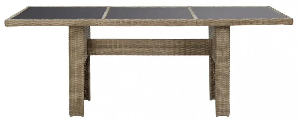 barna üveg és polyrattan kerti étkezőasztal 200 x 100 x 74 cm
